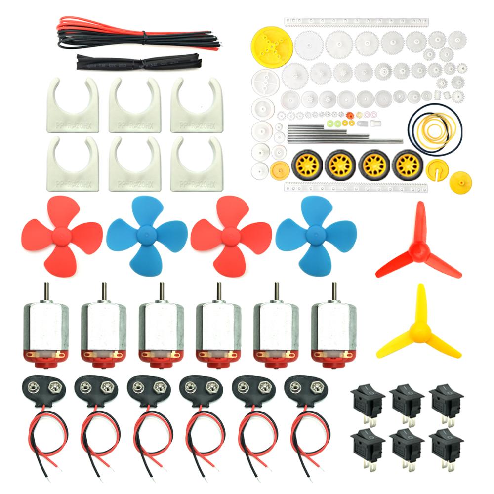 Science Hobby Kit - 6セットモーターキット、ミニ電気趣味モーター3v-12v 25000 rpm強力な磁気と86個プラスチック歯車diy科学プロジェクト