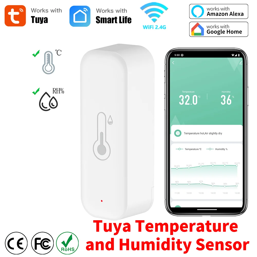 Weather Station Indoor - Tuya WiFi 温度と湿度 スマートホーム温度計 湿度計 APP