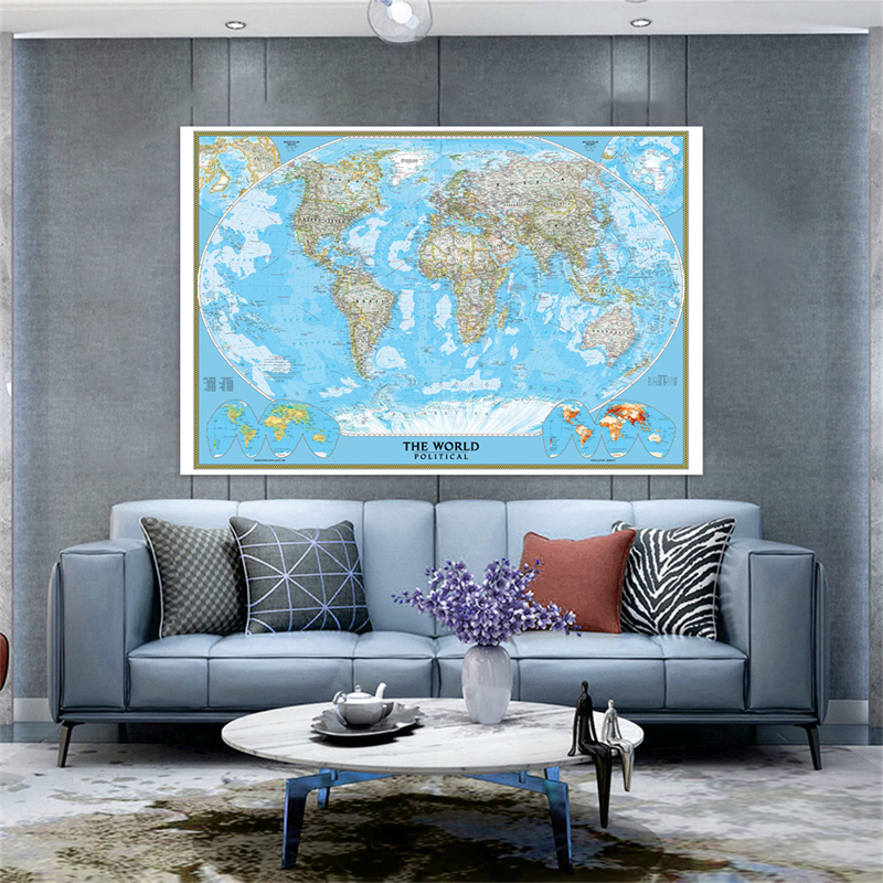 Star Map Poster - 英語世界地図ポスター クラシックな政治地図 ウォールアート キャンバスプリント 絵画 教育機関、学校、オフィス、部屋の装飾用