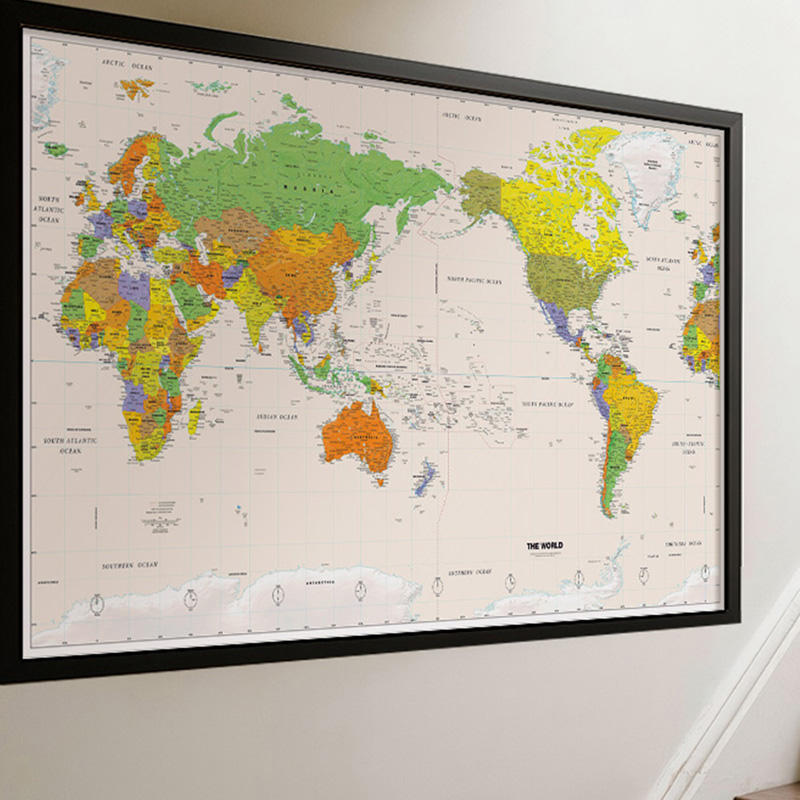 Star Map Poster - 壁掛け地図、ポリエステル、国旗なしの世界地図、額なし教育用プリントポスター、壁装飾、旅行用品/学習ツール