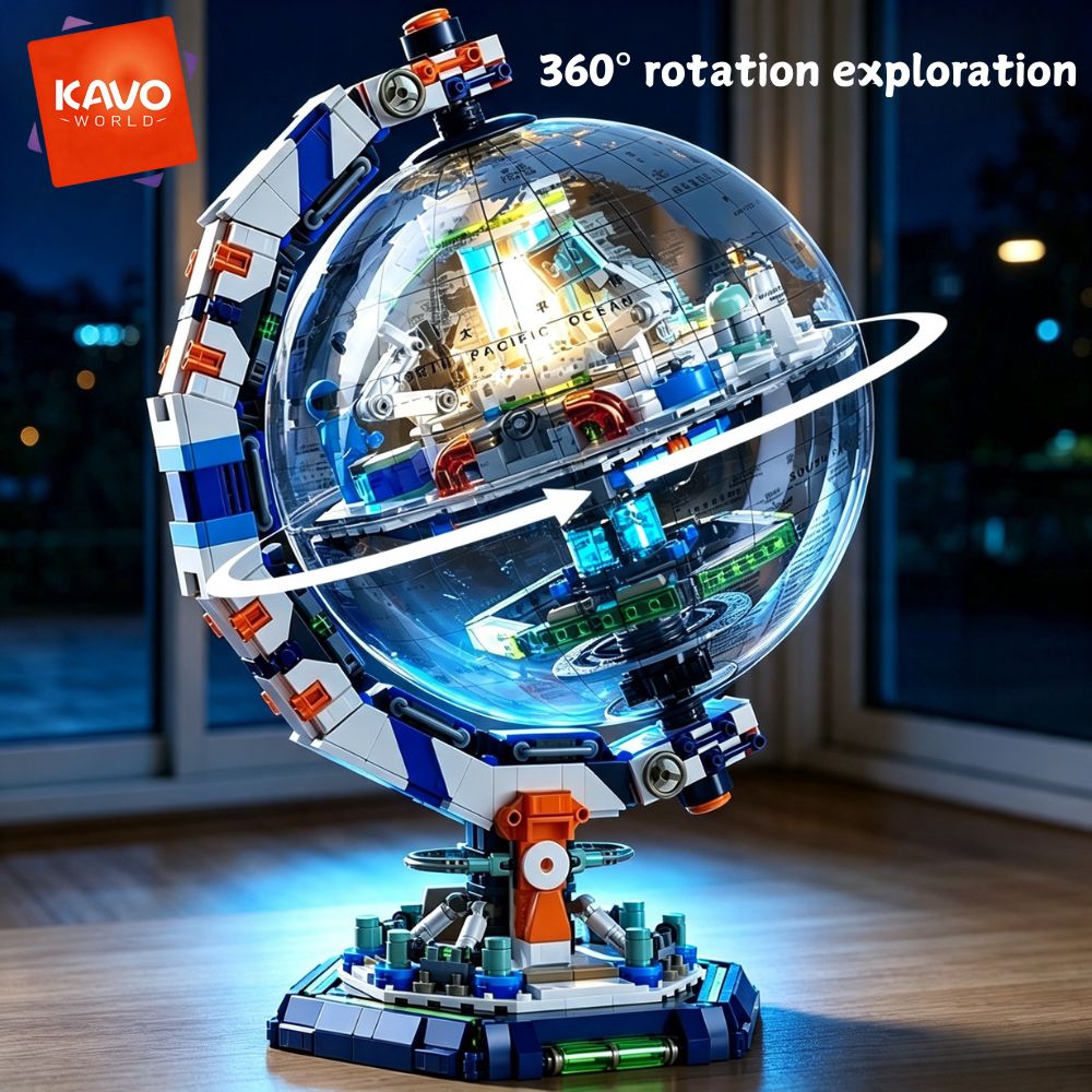 Science Hobby Kit - KAVOWORLD 1793ピース 宇宙ステーション 組み立てブロックセット LEDライトアップ地球儀モデル 3D航空宇宙建設キット