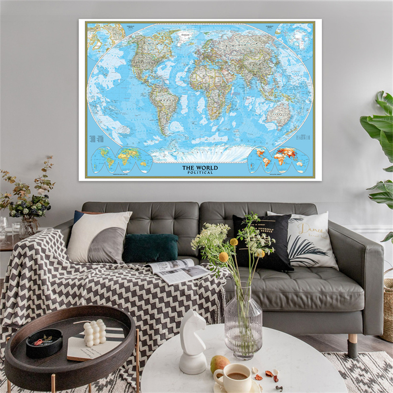 英語世界地図ポスター クラシックな政治地図 ウォールアート  - Star Map Poster のレビューと価格