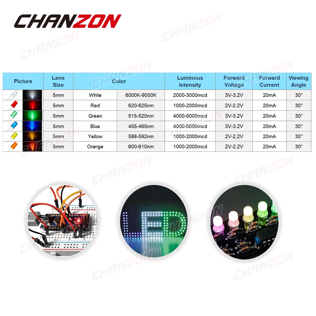 5mm 拡散 LED ダイオードキットランプ発光ダイオード電 - Science Hobby Kit のレビューと価格