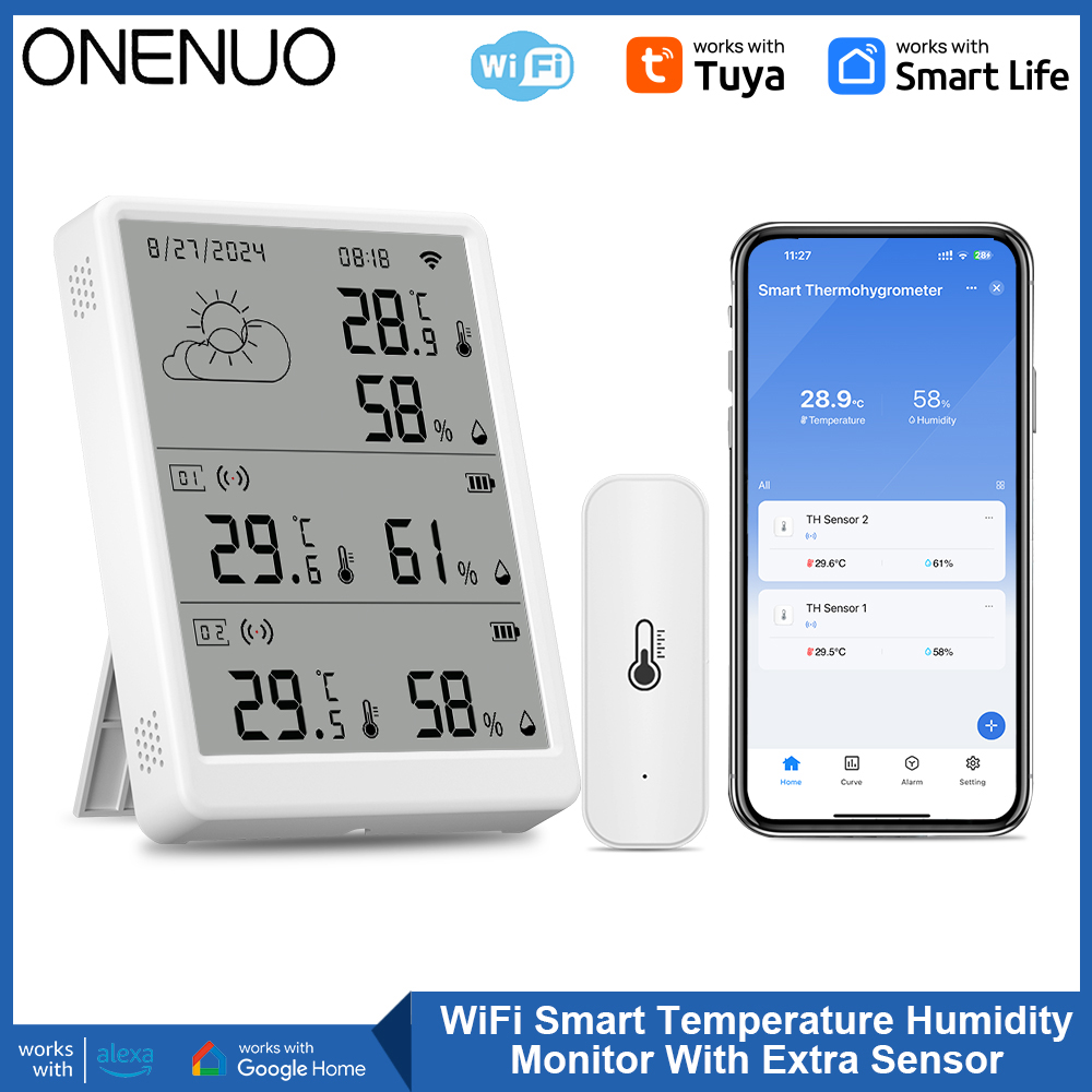 Tuya WiFi ウェザーステーション温度センサースマート - Weather Station Indoor のレビューと価格