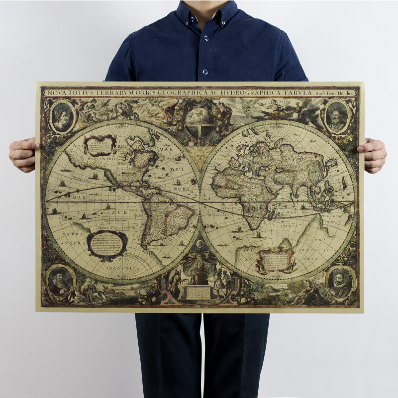 古い海図世界地図、地球地図、レトロなポスター、クラフト紙、装 - Star Map Poster のレビューと価格