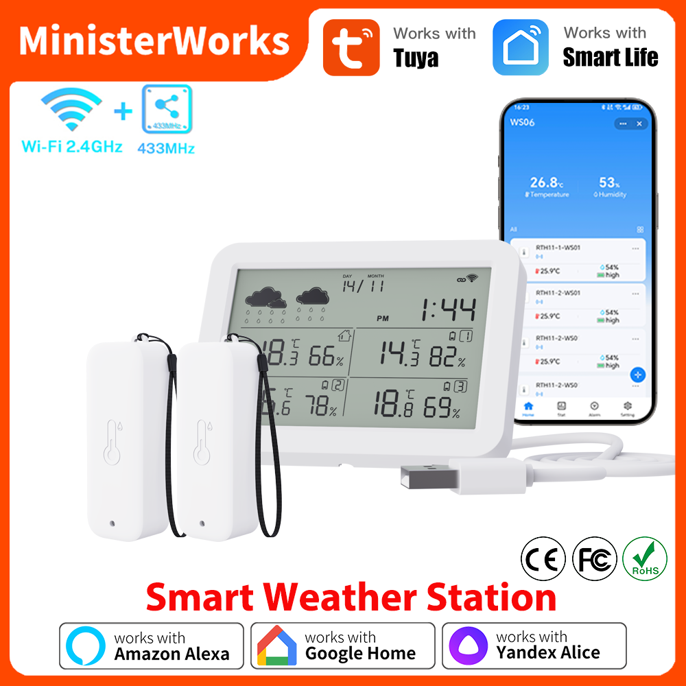 Tuya WiFi ウェザー ステーション RF433 ワイ - Weather Station Indoor のレビューと価格
