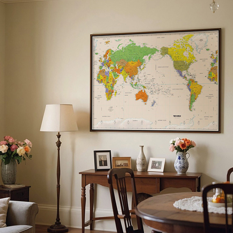 壁掛け地図、ポリエステル、国旗なしの世界地図、額なし教育用プ - Star Map Poster のレビューと価格