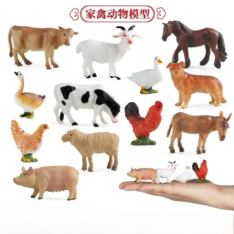 教育教材家禽動物ミニモデル牛鶏アヒルガチョウ豚ヤギシミュレー - Science Toy のレビューと価格