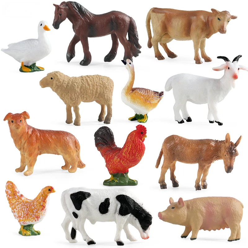教育教材家禽動物ミニモデル牛鶏アヒルガチョウ豚ヤギシミュレー - Science Toy のレビューと価格